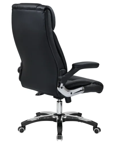 Офисное кресло для руководителей 107B-LMR RONALD, цвет чёрный Dobrin, чёрный/экокожа, ножки/металл/хром, размеры - 1130*1190***720*720 фото 4