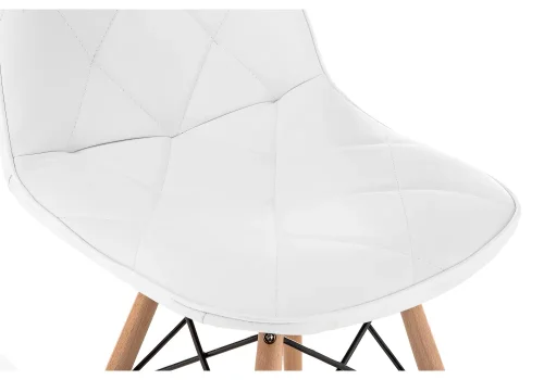 Деревянный стул Kvadro 1 white / wood 15365 Woodville, белый/экокожа, ножки/массив бука/натуральный, размеры - ****440*510 фото 6