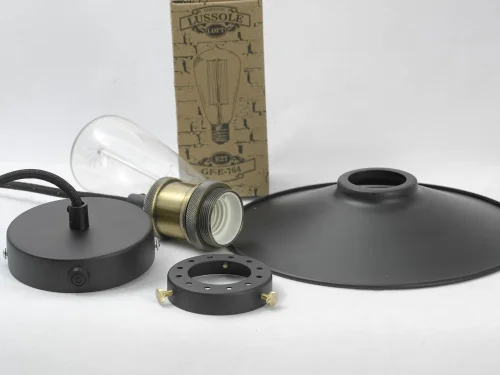 Светильник подвесной лофт LSP-9600 Lussole чёрный 1 лампа, основание бронзовое в стиле лофт  фото 3