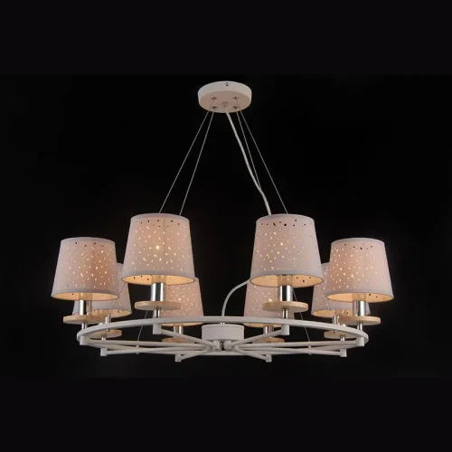 Люстра потолочная LISBON 81055-8C SATIN WHITE Natali Kovaltseva белая на 8 ламп, основание белое в стиле современный 