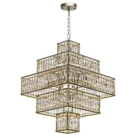 Люстра подвесная хрустальная Монарх 121012416 MW-Light прозрачная янтарная на 16 ламп, основание золотое в стиле классический 