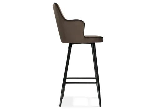 Барный стул Feona dark brown 15073 Woodville, коричневый/велюр, ножки/металл/чёрный, размеры - ****520*540 фото 3