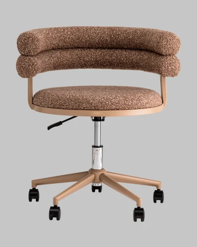 Стул офисный Ponty, светло-коричневый, бежевые ножки УТ000040474 Stool Group, коричневый/букле, ножки/пластик/бежевый, размеры - 670*750***700*610 фото 2