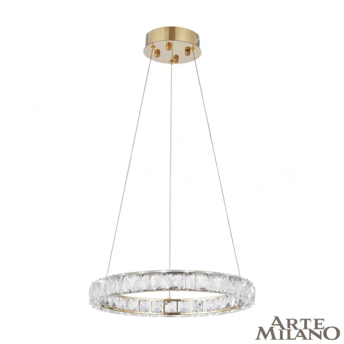 Люстра подвесная LED с пультом AM-Venezia 311311/D400 GD Arte Milano прозрачная на 1 лампу, основание золотое в стиле современный кольца с пультом фото 3