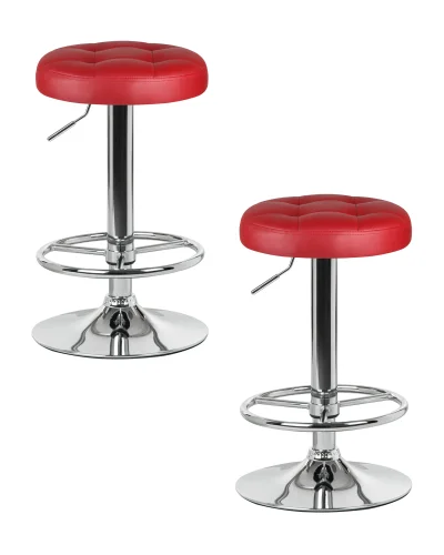 Набор 2 шт Табурет барный DOBRIN BRUNO (бордовый) цвет сиденья бордовый, цвет основания хром Dobrin, бордовый/экокожа, ножки/металл/, размеры - 610*830****