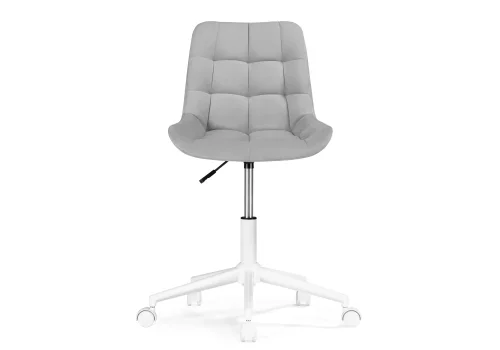 Компьютерное кресло Честер светло-серый / белый 538988 Woodville, серый/велюр, ножки/металл/белый, размеры - *920***490*600 фото 3