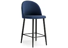 Барный стул Амизуре темно-синий / черный матовый 448662 Woodville, синий/велюр, ножки/металл/чёрный, размеры - ****480*530