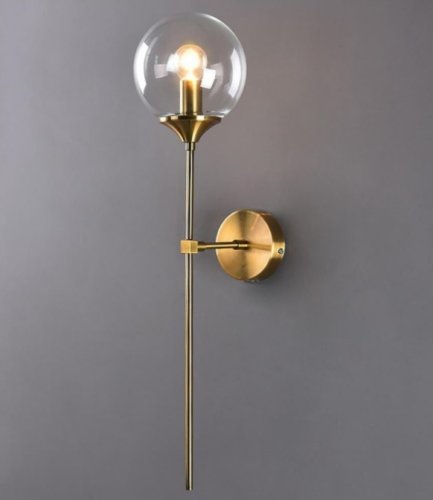 Бра Dominika APL.908.01.01 Aployt прозрачный на 1 лампа, основание латунь в стиле современный 