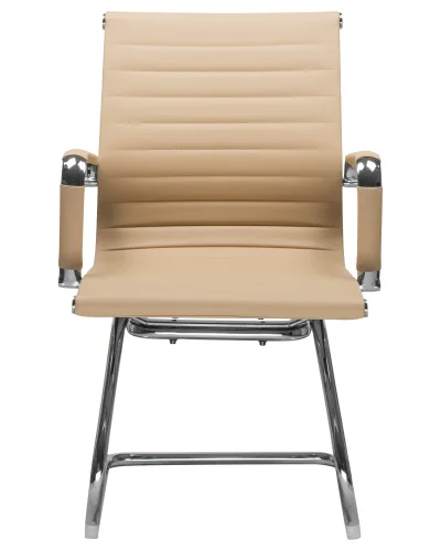 Офисное кресло для посетителей 102N-LMR CODY, цвет сиденья бежевый, цвет основания хромированная сталь Dobrin, бежевый/экокожа, ножки/металл/хром, размеры - ****535*600 фото 7