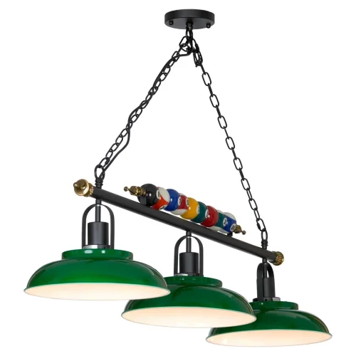 Светильник подвесной лофт LSP-9542 Lussole зелёный 3 лампы, основание чёрное в стиле лофт  фото 2