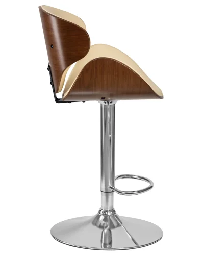 Стул барный набор 2 шт. SET-2 4905-LMZ KARTER, цвет сиденья кремовый, цвет каркаса сиденья коричневое дерево, цвет основания хром Dobrin, /экокожа, ножки/металл/хром, размеры - 920*1120***520* фото 4 Стул барный набор 2 шт. SET-2 4905-LMZ KARTER, цвет сиденья кремовый, цвет каркаса сиденья коричневое дерево, цвет основания хром Dobrin, /экокожа, ножки/металл/хром, размеры - 920*1120***520* фото 4