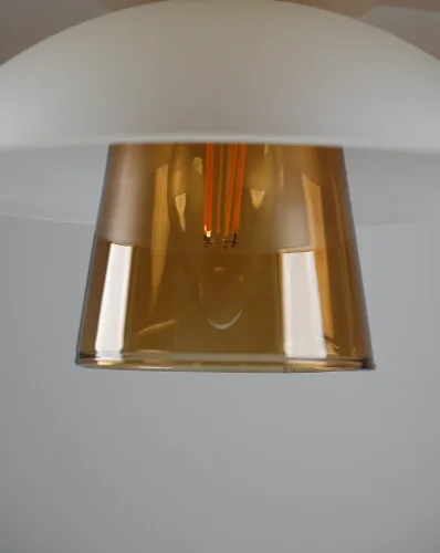 Светильник подвесной Sydney V11028-1P Moderli прозрачный янтарный на 1 лампу, основание коричневое бежевое в стиле современный скандинавский фото 3 Светильник подвесной Sydney V11028-1P Moderli прозрачный янтарный на 1 лампу, основание коричневое бежевое в стиле современный скандинавский фото 3