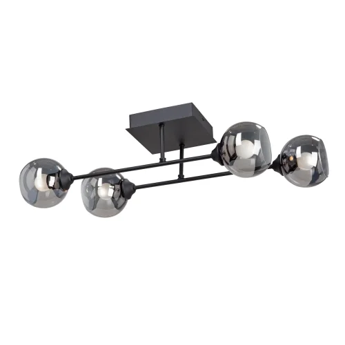 Люстра потолочная V4911-1/4PL Vitaluce серая чёрная на 4 лампы, основание чёрное в стиле арт-деко 