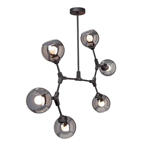 Люстра подвесная V4823-1/6PL Vitaluce чёрная серая на 6 ламп, основание чёрное в стиле арт-деко шар фото 4