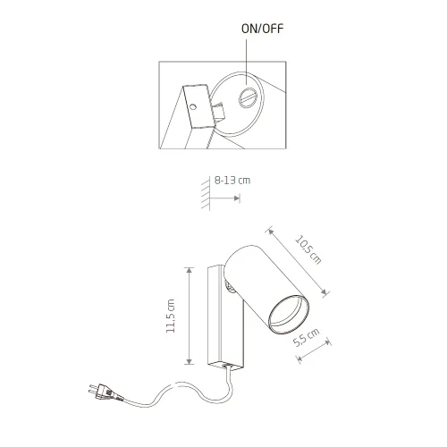 Бра с выключателем в розетку Mono 7786-NW Nowodvorski чёрный на 1 лампу, основание чёрное в стиле современный в розетку фото 2