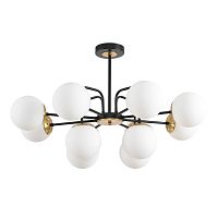 Люстра потолочная Elrona 8375/12C Lumion белая на 12 ламп, основание чёрное в стиле современный шар