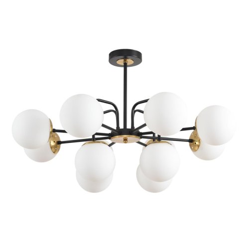 Люстра потолочная Elrona 8375/12C Lumion белая на 12 ламп, основание чёрное в стиле современный шар