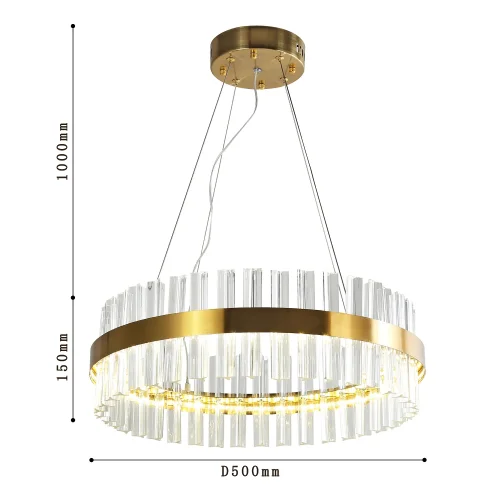 Люстра подвесная LED Placerat 4012-5P Favourite прозрачная на 1 лампа, основание золотое в стиле современный  фото 3