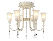 Люстра потолочная TR3242 Ambrella light белая на 6 ламп, основание бежевое в стиле классика 