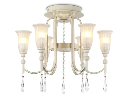 Люстра потолочная TR3242 Ambrella light белая на 6 ламп, основание бежевое в стиле классический 