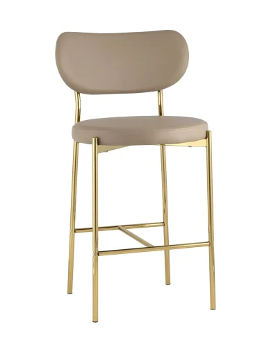 Cтул полубарный Барбара, экокожа бежевая, золотые ножки УТ000028064 Stool Group, бежевый/экокожа, ножки/металл/золотой, размеры - ****485*530