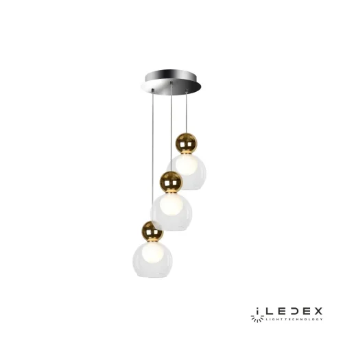 Светильник подвесной LED Blossom C4476-3R GL iLedex золотой прозрачный 1 лампа, основание хром в стиле модерн хай-тек каскад шар фото 2