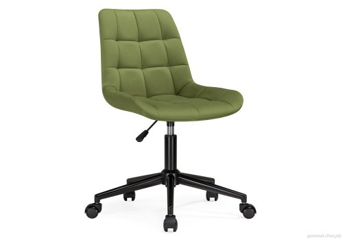 Компьютерное кресло Честер черный / зеленый 572580 Woodville, зелёный/велюр, ножки/металл/чёрный, размеры - *920***490*600