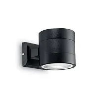 Настенный светильник SNIF AP1 ROUND NERO Ideal Lux уличный IP54 чёрный 1 лампа, плафон чёрный в стиле современный G9