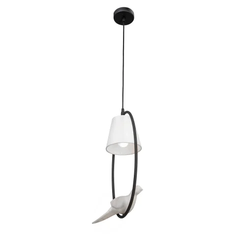 Светильник подвесной V2914-1/1S Vitaluce белый 1 лампа, основание чёрное в стиле современный птички фото 4