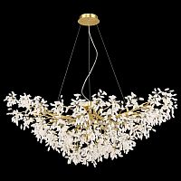 Люстра подвесная Dorothy WE193.13.423 Wertmark белая на 13 ламп, основание матовое золото в стиле флористика классический 
