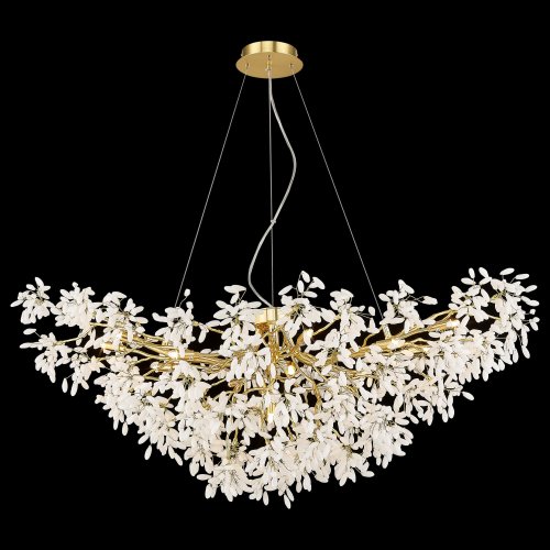 Люстра подвесная Dorothy WE193.13.423 Wertmark белая на 13 ламп, основание матовое золото в стиле флористика классический Люстра подвесная Dorothy WE193.13.423 Wertmark белая на 13 ламп, основание матовое золото в стиле флористика классический