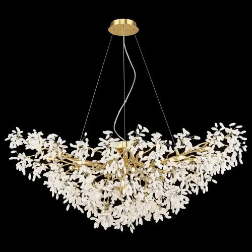 Люстра подвесная Dorothy WE193.13.423 Wertmark белая на 13 ламп, основание матовое золото в стиле флористика классический 