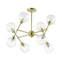 Люстра потолочная Everly 3752/8C Lumion прозрачная на 8 ламп, основание золотое в стиле современный шар
