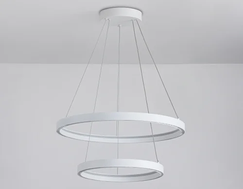 Люстра подвесная LED FL5862 Ambrella light белая на 1 лампа, основание белое в стиле современный хай-тек кольца фото 6