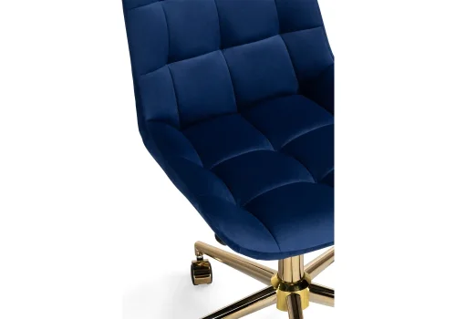 Компьютерное кресло Честер синий / золото 533179 Woodville, синий/велюр, ножки/металл/золото, размеры - *920***490*600 фото 7