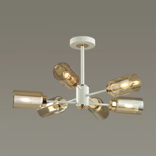 Люстра потолочная Dallin 5639/6C Lumion янтарная на 6 ламп, основание белое в стиле современный  фото 3