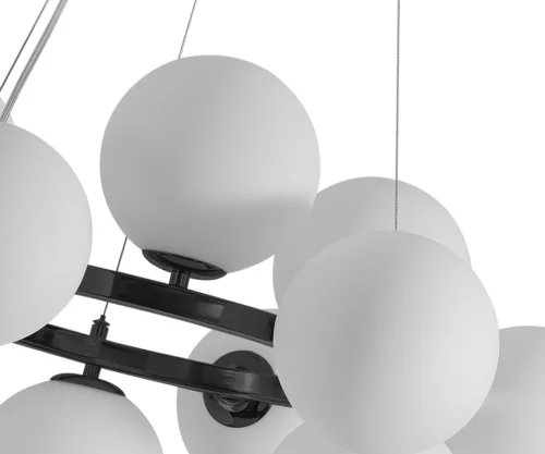 Люстра подвесная Сида 07508-12A,19 Kink Light белая на 12 ламп, основание чёрное в стиле современный молекула шар фото 2