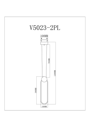 Светильник подвесной LED Store V5023-2PL Moderli чёрный на 1 лампу, основание чёрное в стиле хай-тек фото 2