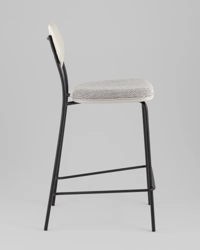 Стул полубарный Casey, серый, с серой экокожей УТ000039577 Stool Group, серый/рогожка, ножки/металл/чёрный, размеры - ***** фото 3