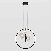 Светильник подвесной Lancaster LSP-7089 Lussole прозрачный чёрный 3 лампы, основание чёрное в стиле современный шар