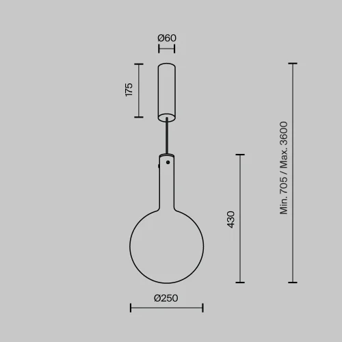 Светильник подвесной LED Nebula MOD182PL-L6B3K Maytoni чёрный на 1 лампу, основание чёрное в стиле современный фото 8