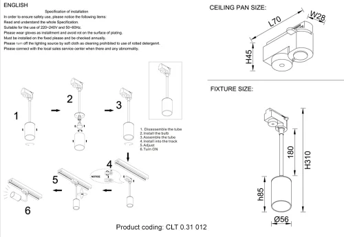 Трековый светильник однофазный CLT 0.31 012 WH Crystal Lux белый для шинопроводов серии Clt 0.31 012 белый фото 3