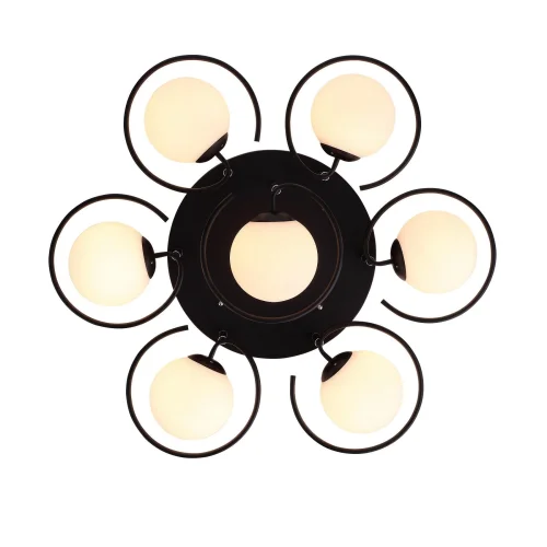 Люстра потолочная Galio SL418.402.07 Evoluce белая на 7 ламп, основание чёрное в стиле современный шар фото 3