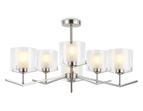 Люстра на штанге LH57002 Ambrella light белая на 6 ламп, основание никель в стиле классический 