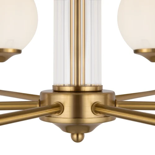Люстра потолочная Bolas FR5185PL-06BS Freya белая на 6 ламп, основание латунь в стиле современный шар фото 2
