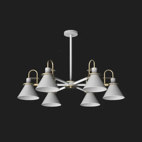 Люстра на штанге CODA D88 White 193065-26 ImperiumLoft белая на 6 ламп, основание белое в стиле современный 