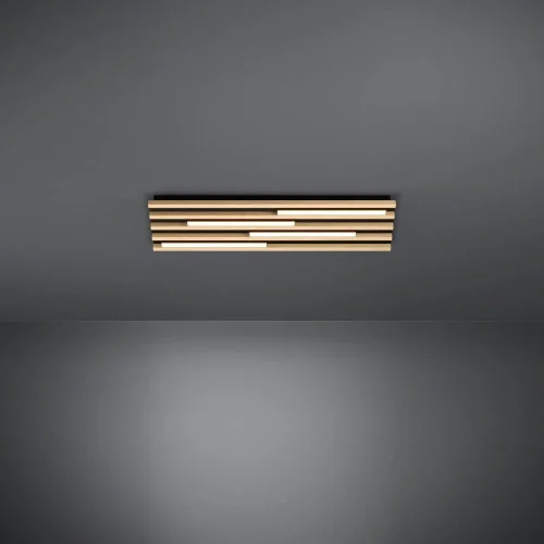 Светильник потолочный LED Marreira 390428 Eglo бежевый коричневый на 4 лампы, основание коричневое бежевое в стиле хай-тек современный фото 2