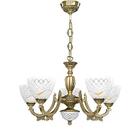 Люстра подвесная  L 7052/5 Reccagni Angelo белая на 5 ламп, основание античное бронза в стиле классический 