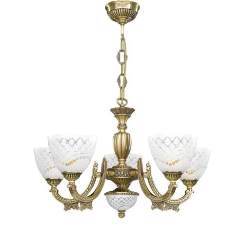 Люстра подвесная  L 7052/5 Reccagni Angelo белая на 5 ламп, основание античное бронза в стиле классический 