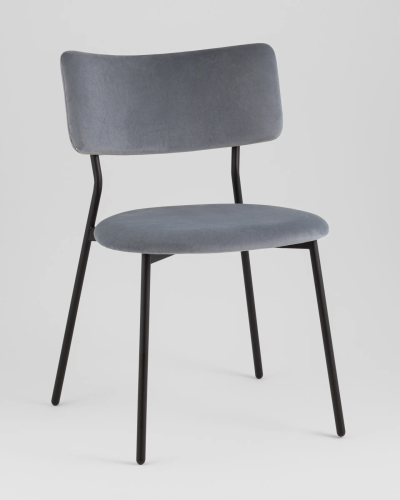 Стул Амелия велюр серо-голубой УТ000039955 Stool Group, серый/велюр, ножки/металл/чёрный, размеры - *780****